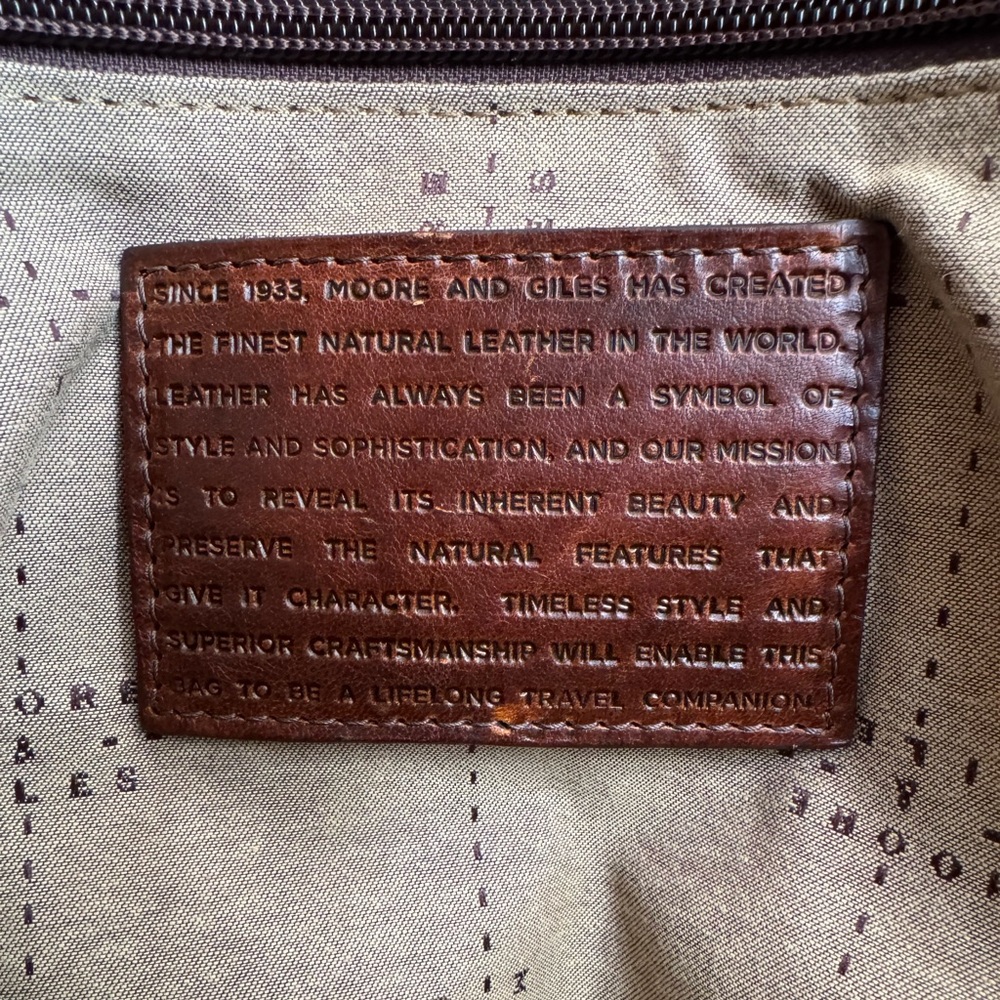 Moore & Giles Brown Leather Benedict Weekend Duffel - Picture 10 of 16